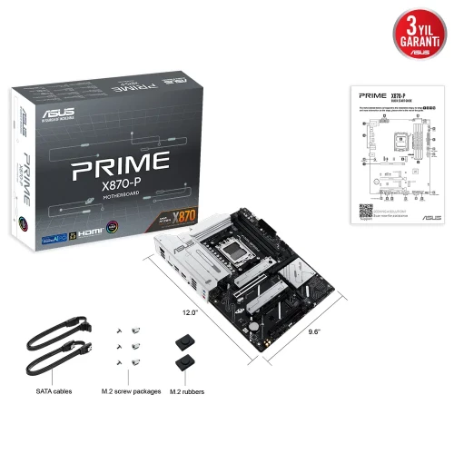 ASUS PRIME X870-P, 4xDDR5, 4xM.2, HDMI, DP, Type-C, AMD Ryzen 9000-8000 ve 7000 Serisi, AM5 Soket Anakart - 2