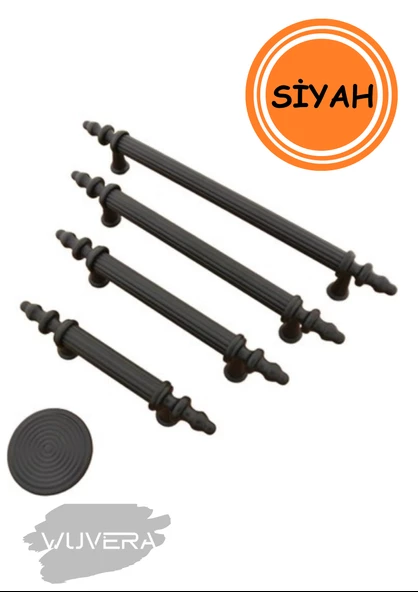 WUVERA Gündüz Kulp Mobilya Mutfak Dolabı Çekmece Dolap Kulpları Kapak Kulpu Kulbu Mat Siyah 96 mm - 3