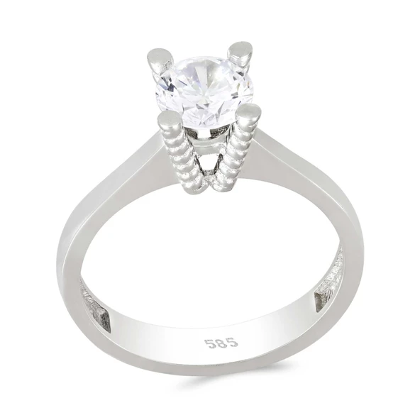 Altın Baget Taşlı Tektaş Yüzük T062628 ürün görseli 1