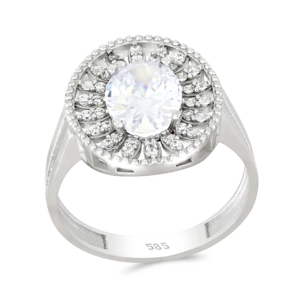 Altın Baget Taşlı Tektaş Yüzük T062616 ürün görseli 1