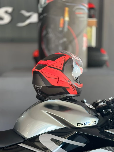 LS2 Storm 2 Faster  Mat Kırmızı-Tıtanıum  Motosiklet Kaskı ECR 22.06  Sertifikalı XL - 2