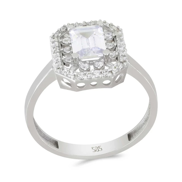 Altın Baget Taşlı Tektaş Yüzük T062740 ürün görseli 1