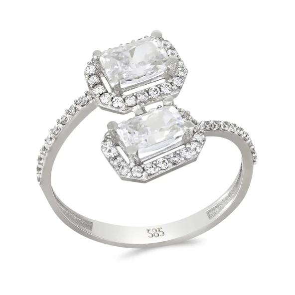 Altın Baget Taşlı Tektaş Yüzük T063472 ürün görseli 1