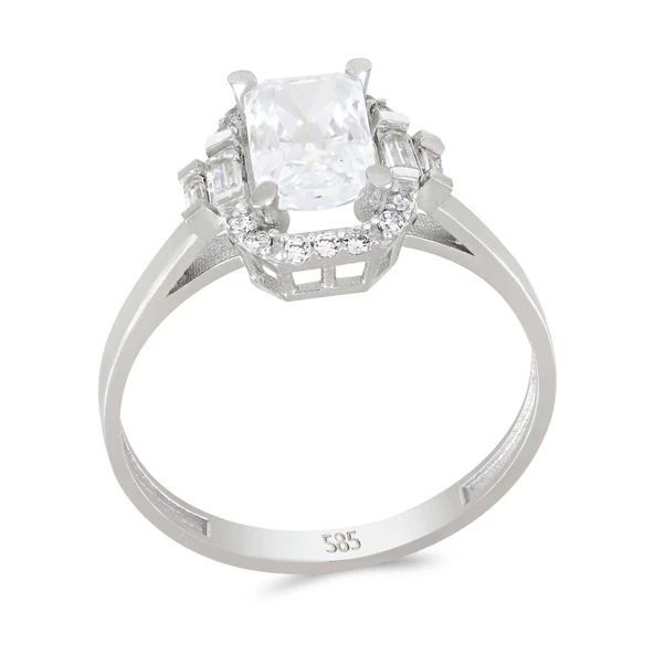 Altın Baget Taşlı Tektaş Yüzük T063490 ürün görseli 1