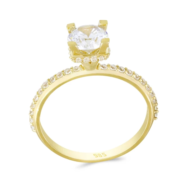 Altın Baget Taşlı Tektaş Yüzük T062682 ürün görseli 1