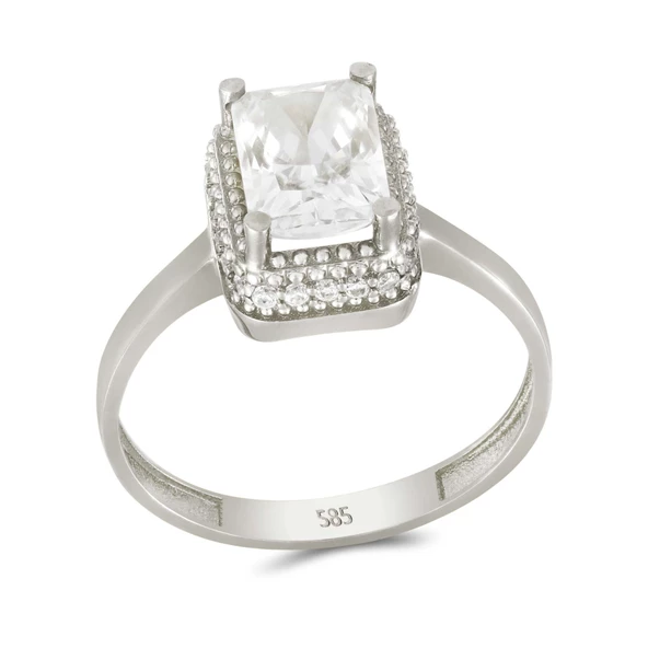 Altın Baget Taşlı Tektaş Yüzük T063270 ürün görseli 1