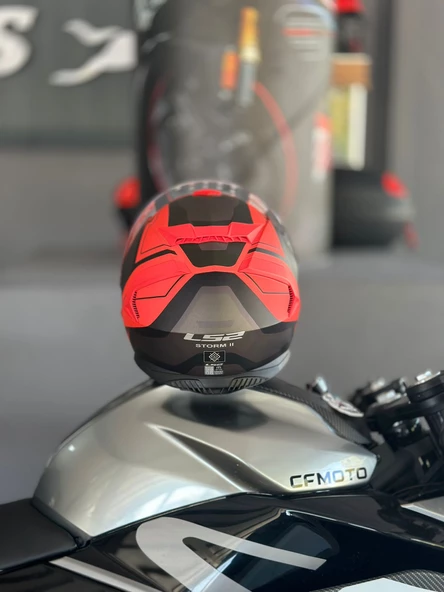 LS2 Storm 2 Faster  Mat Kırmızı-Tıtanıum  Motosiklet Kaskı ECR 22.06  Sertifikalı XL - 4