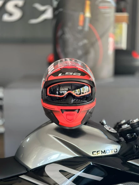 LS2 Storm 2 Faster  Mat Kırmızı-Tıtanıum  Motosiklet Kaskı ECR 22.06  Sertifikalı XL - 5