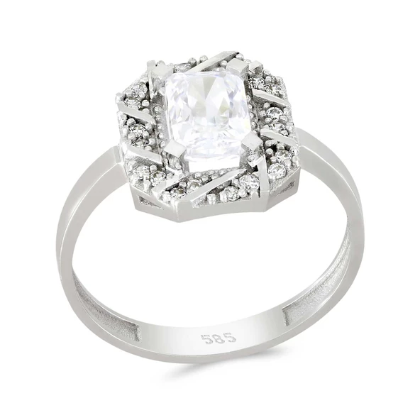 Altın Baget Taşlı Tektaş Yüzük T062676 ürün görseli 1