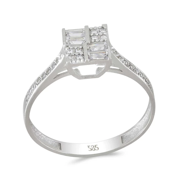 Altın Baget Taşlı Tektaş Yüzük T063480 ürün görseli 1