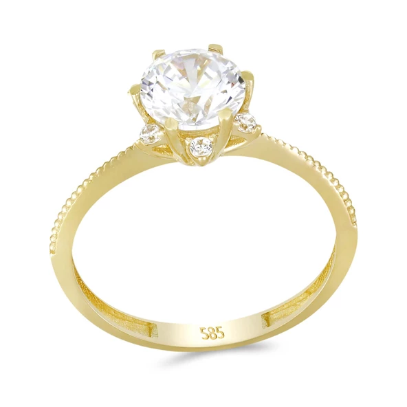 Altın Baget Taşlı Tektaş Yüzük T063465