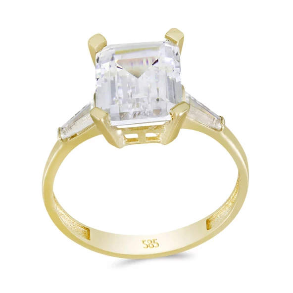 Altın Baget Taşlı Tektaş Yüzük T069615 ürün görseli 1