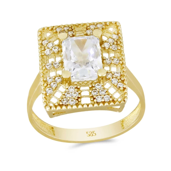 Altın Baget Taşlı Tektaş Yüzük T065367