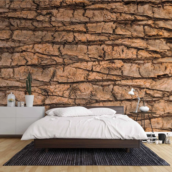 3 Boyutlu Ağaç Kabuğu Temalı Duvar Kağıdı Baskı - Resim 2