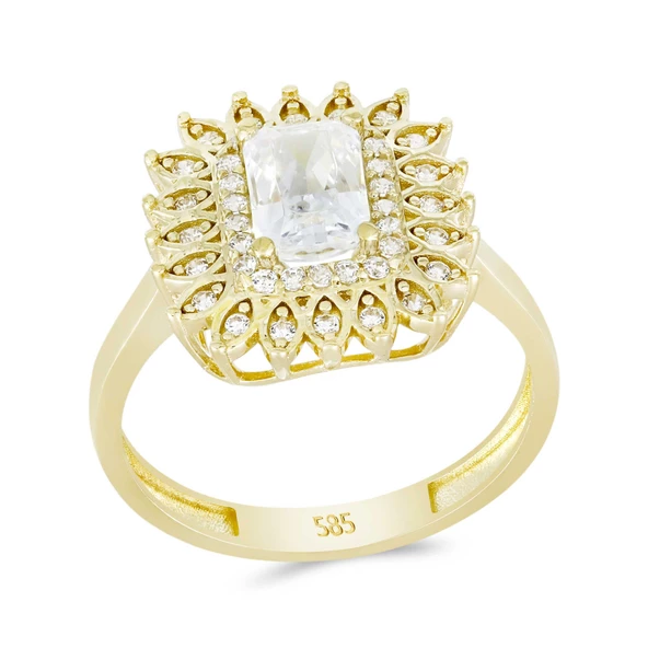 Altın Baget Taşlı Tektaş Yüzük T065280