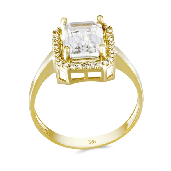 Altın Baget Taşlı Tektaş Yüzük T071089 ürün görseli 1