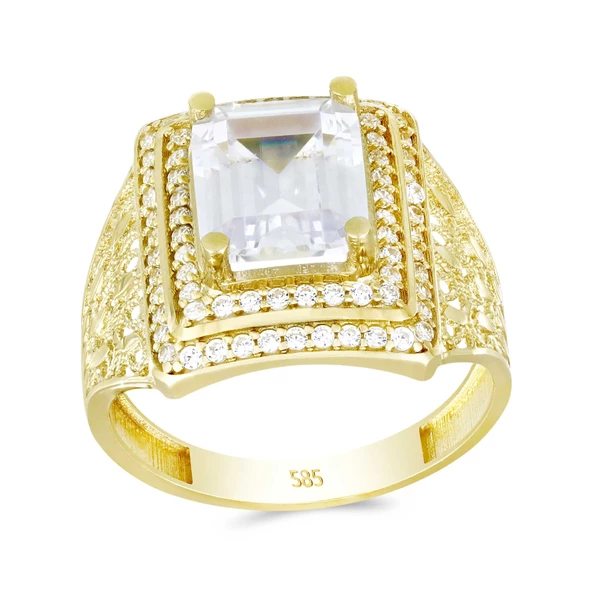 Altın Baget Taşlı Tektaş Yüzük T065382 ürün görseli 1