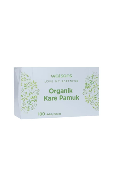 Square Pads In A Box 100s Organik Kare Pamuk Kutu 100 Adet