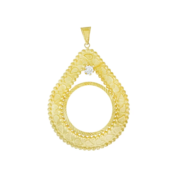 Tam Altın Çerçeve Kolye Ucu T072812