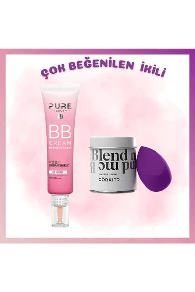 Bb Krem Spf50 Pa Ivory 30 ml - Makyaj Süngeri Mor 2li Set