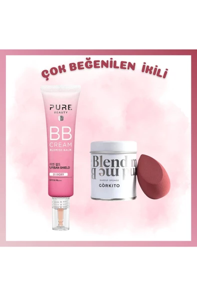 Bb Krem Spf50 Pa Ivory 30 ml - Makyaj Süngeri Bordo 2li Set