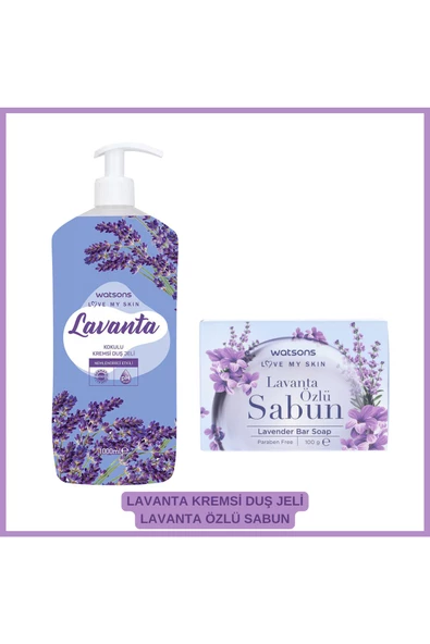 Kremli Duş Jeli Lavanta 1 L - Lavanta Özlü El Sabunu 100 g 2li Set