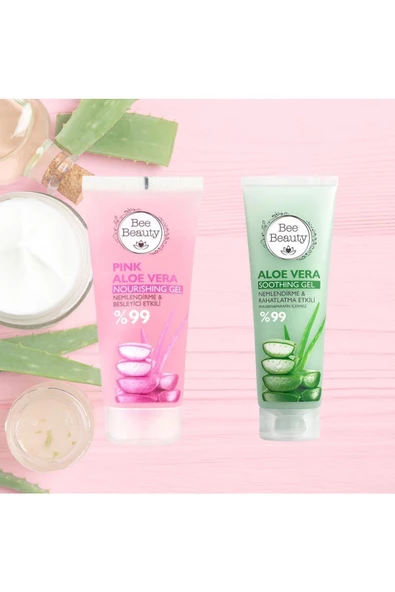 Pembe Aloe Vera Besleyici Jel 200 ml - Aloe Vera Yatıştırıcı Jel 200 ml 2li Set