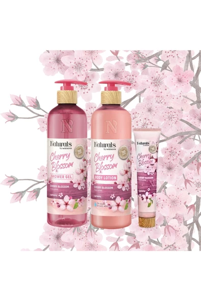 Cherry Blossom Duş Jeli 490 ml - Vücut Losyonu 490 ml -El Kremi 30 ml 3lü Set