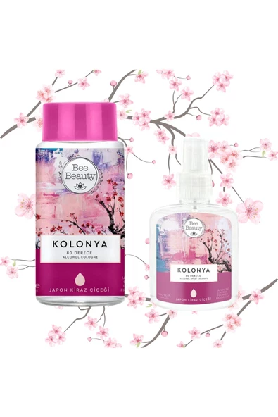 Japon Kiraz Çiçeği Kolonya 330 ml -100 ml 2'li Set