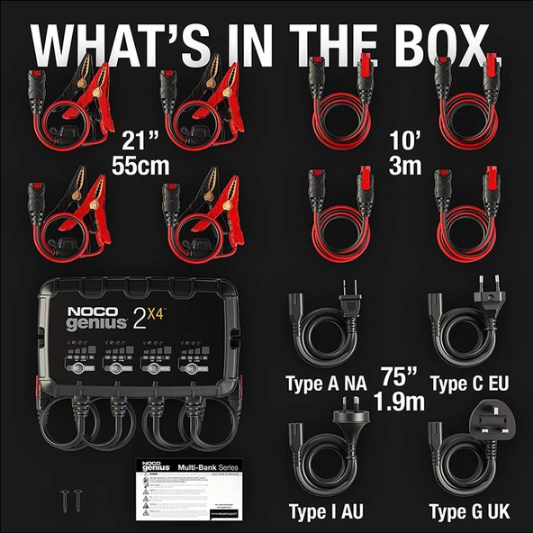 NOCO GENIUS2X4 6V/12V 40A Çoklu/4’Lü Akıllı Akü Şarj ve Akü Bakım/Desülfatör - 8