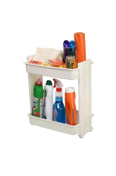 MOTEK TEKERLEKLİ MODERN ORGANİZER RAF 2 KATLI MR-02 BEYAZ - 2