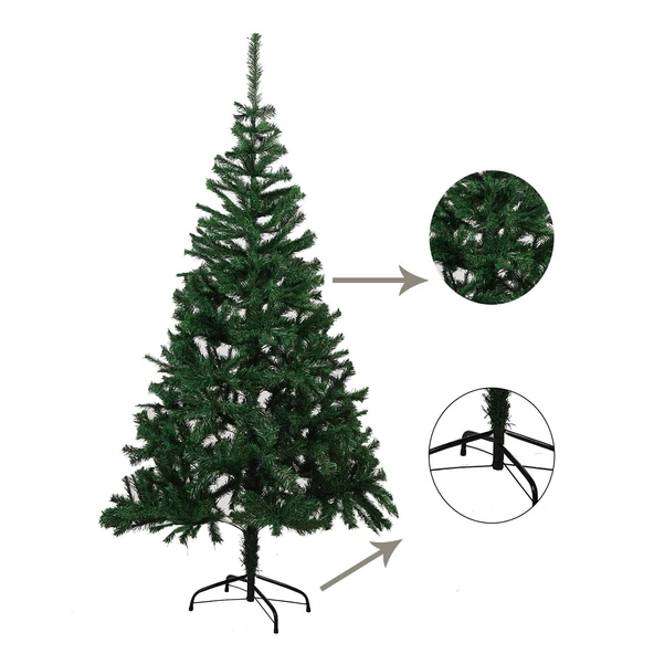 Çam Ağacı-Metal Ayak 180 cm, Yoğun 600 Dal (Yeşil) - Resim 2