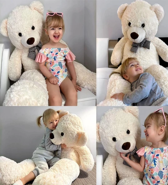 120 cm Papyonlu Sevimli Peluş Şaşkın Ayı - Sevgiliye Özel Hediye - 4