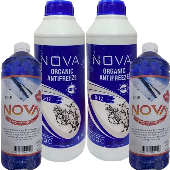 Nova -25 Derece Yeşil Antifriz 2 X 1.5 Litre + Cam Suyu 2 Lt