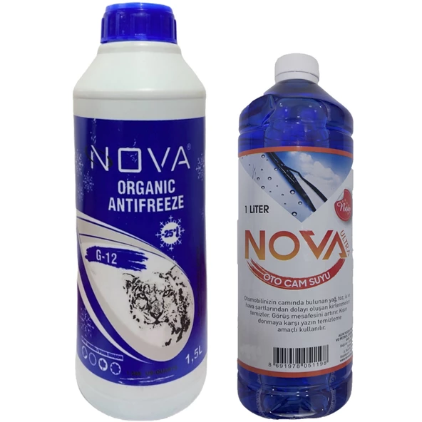 Nova -25 Derece Yeşil Antifriz 1.5 Litre + Cam Suyu 1 LT ürün görseli
