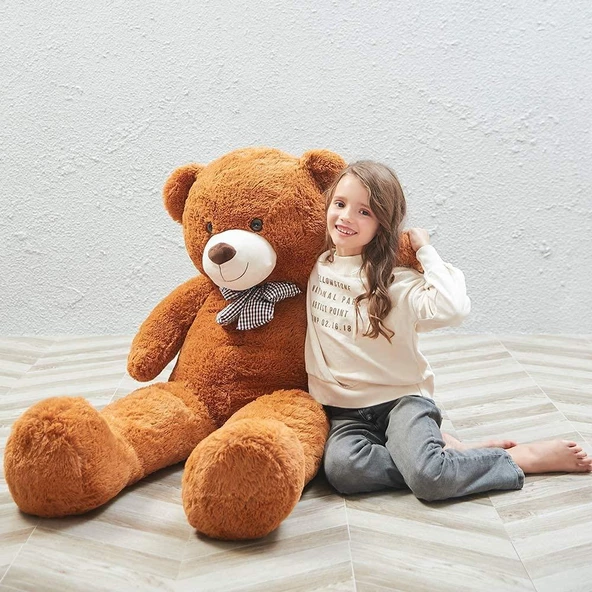 130 cm Papyonlu Sevimli Büyük Peluş Ayıcık- % 100 YERLİ - 3