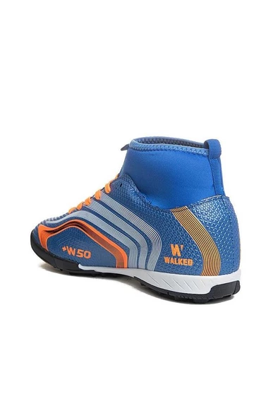 Walked 435-24 Çoraplı Erkek Halı Saha Krampon Mavi Turuncu 40-44 - 3