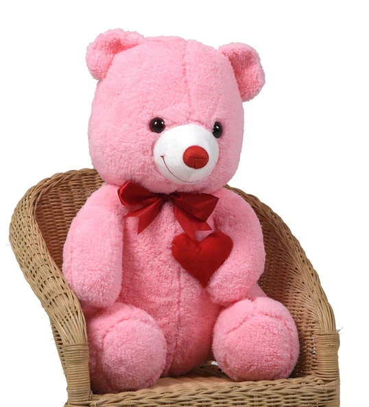 Sevgiliye Özel HEDİYE - 80 cm Kalp Tutan, Oturan Sevimli Peluş Ayı - 9