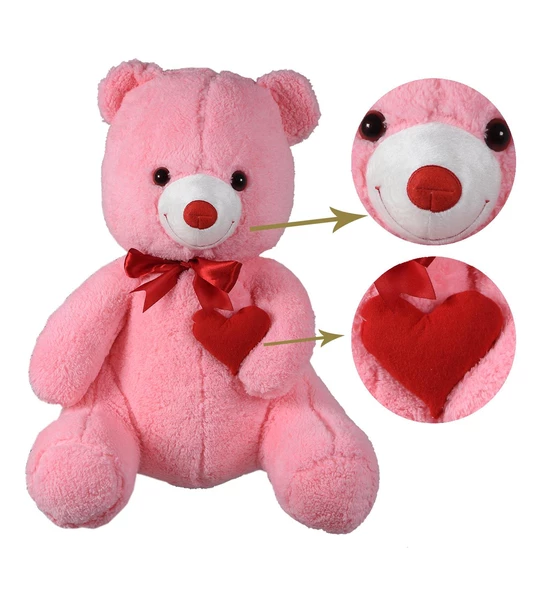 Sevgiliye Özel HEDİYE- 80 cm Kalp Tutan, Oturan Sevimli Peluş Ayı - 8