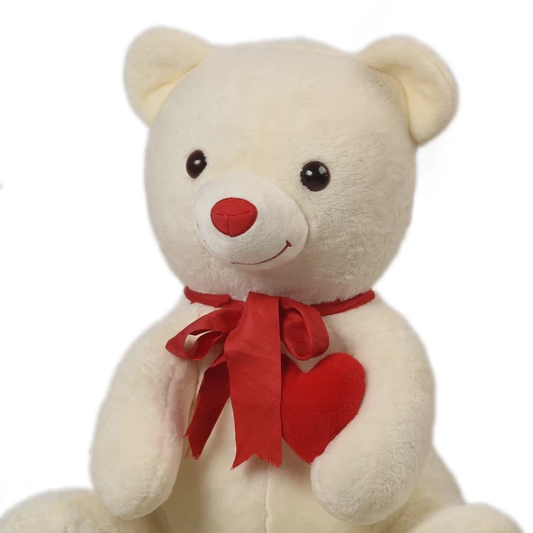Sevgiliye Özel HEDİYE - 80 cm Kalp Tutan, Oturan Sevimli Peluş Ayı - 2