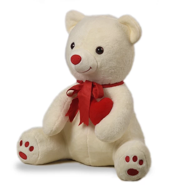 Sevgiliye Özel HEDİYE - 80 cm Kalp Tutan, Oturan Sevimli Peluş Ayı - 4