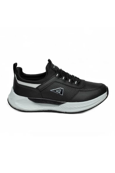 Acropol 137-24 Deri Sneaker Erkek Spor Ayakkabı Siyah Gümüş - 2