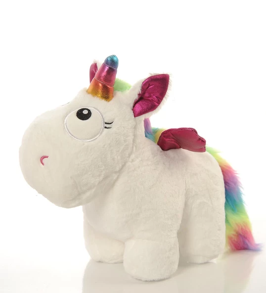 İthal 1. Kalite Peluş Tek Boynuzlu, Kanatlı Unicorn Pony, AT 50cm - 10