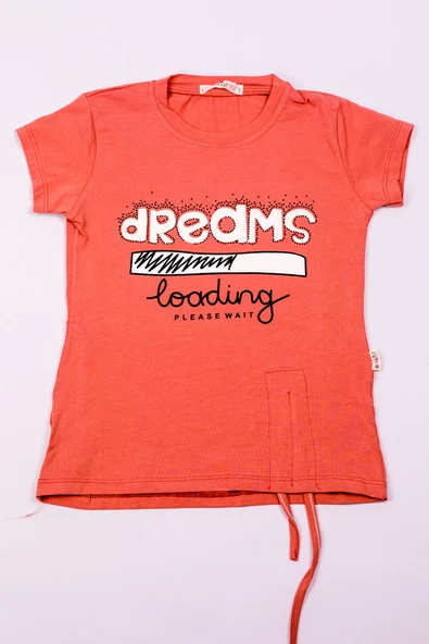 KIZ ÇOCUK TSHİRT TAŞ BASKILI A1 - Resim 3