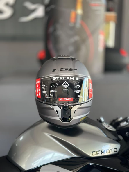 Ls2 Stream 2 Mat Tıtanıum Güneş Vizörlü Tam Kask L - 5