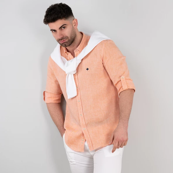 PAUL MARTİN REGULAR FİT ERKEK KETEN GÖMLEK - 2