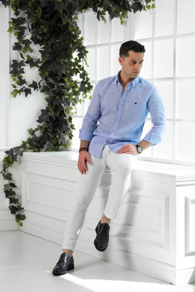 PAUL MARTİN REGULAR FİT ERKEK KETEN GÖMLEK - 12