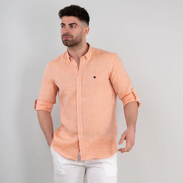PAUL MARTİN REGULAR FİT ERKEK KETEN GÖMLEK - 3
