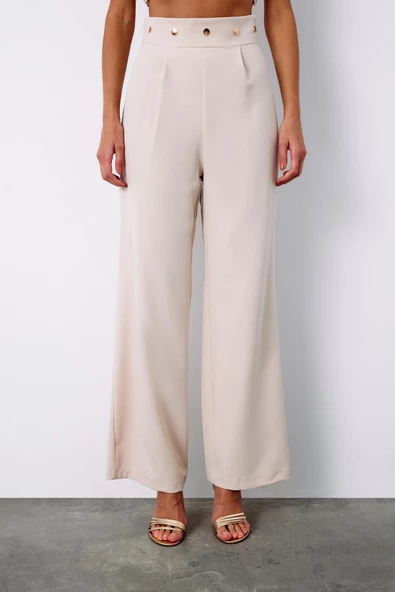 Bel Aksesuarlı Pantolon - EKRU - 6