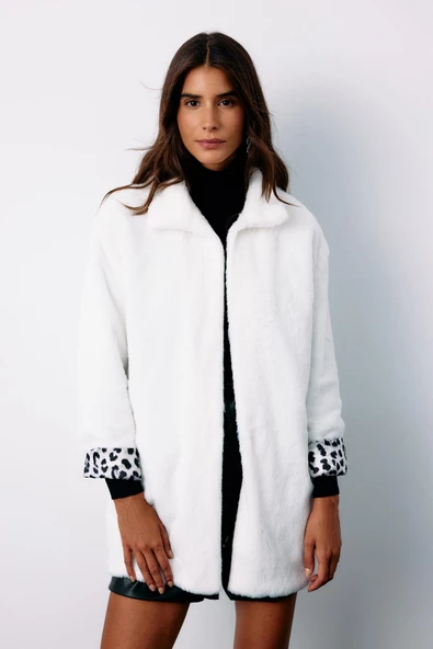 Leopar Astarlı Peluş Kaban - EKRU - 2